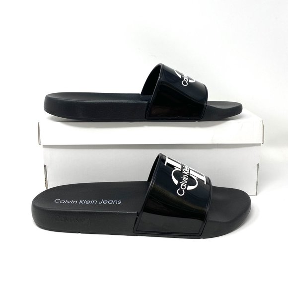 💖MEGA SALE💖 Calvin Klein Mavett Monogram Slide Sandal Black Men's Size - Picture 4 of 12
